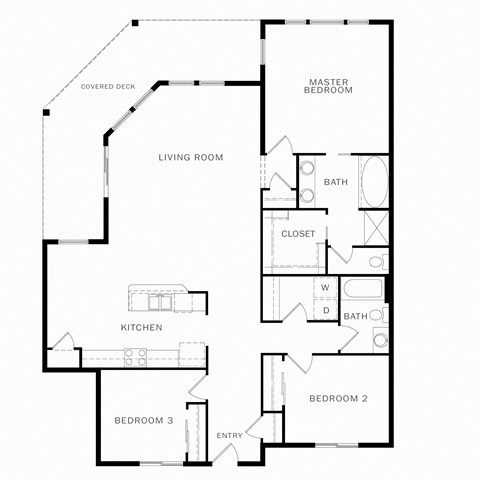 Floor plan for 3 beds, 2 baths, 1622 sqft